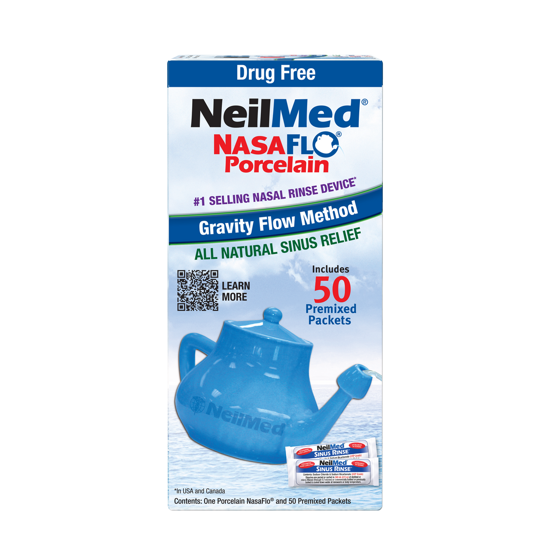 Neilmed® Nasaflo® Neti Pot Saline Nasal Rinse Kit