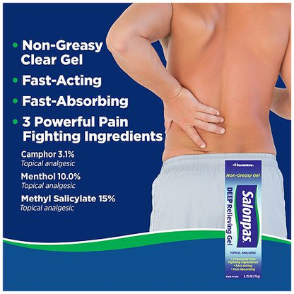 Salonpas Deep Relieving Topical Pain Relief Gel, 2.75 fl. oz.