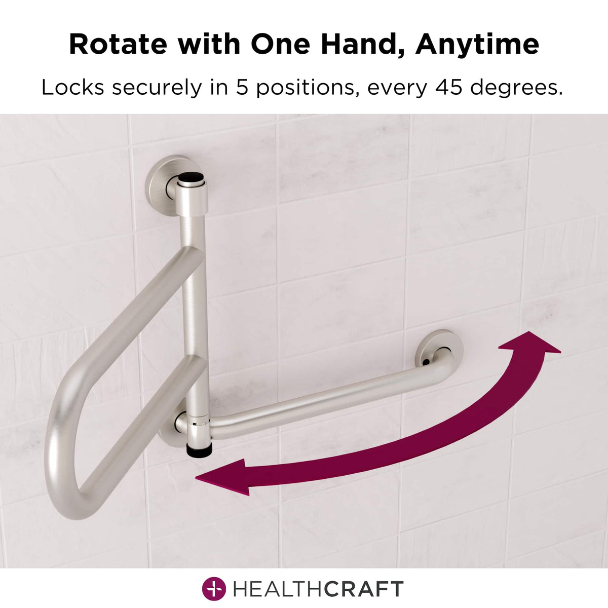 DependaBar Pivoting Grab Bar (16"), Brushed