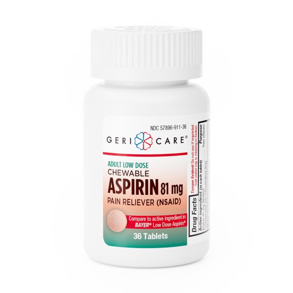 Geri-Care Low Strength Chewable Aspirin Pain Reliever 36 ct., 3 pack