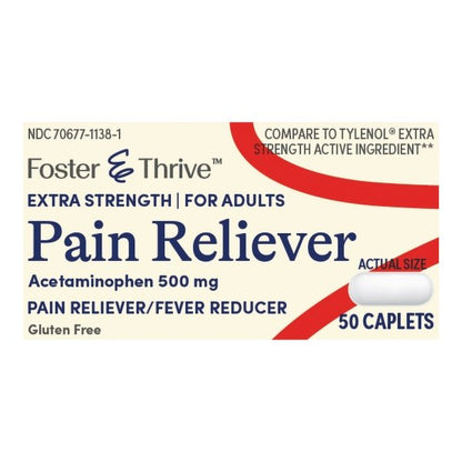 Foster & Thrive Extra Strength Pain Reliever Caplets, 500 mg.