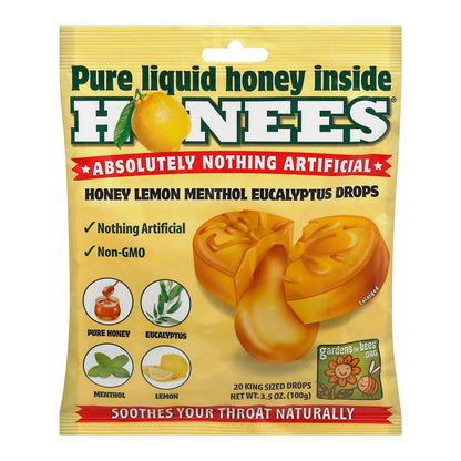 Honees Honey Lemon Menthol Eucalyptus Cough Drops, 20 ct.