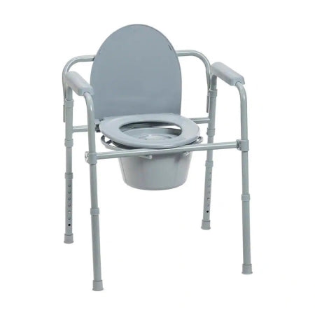 Commode Chair drive™ Fixed Arms Steel Frame Back Bar 13-1/2 Inch Seat Width 250 lbs. Weight Capacity (EA)