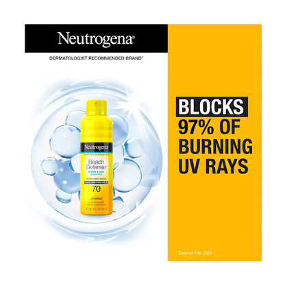 Neutrogena® Beach Defense® Water + Sun Protection Sunscreen Spray, SPF 70, 6.5 fl oz.