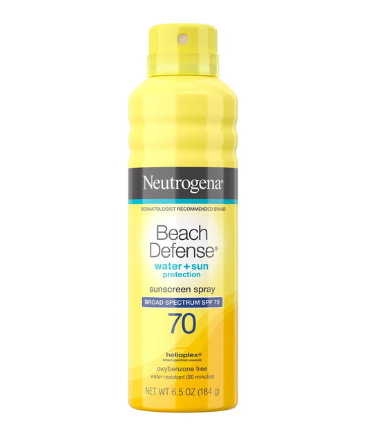 Neutrogena® Beach Defense® Water + Sun Protection Sunscreen Spray, SPF 70, 6.5 fl oz.