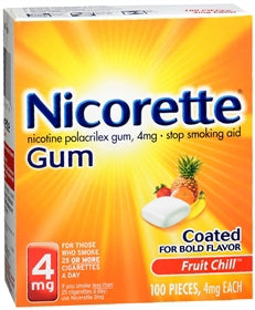 Nicorette Nicotine Gum Stop Smoking Aid, Fruit Chill, 100 ct.