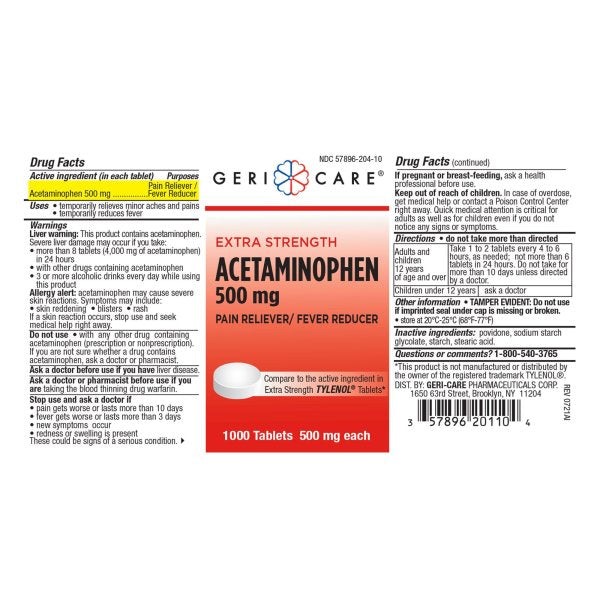 Geri-Care® Acetaminophen Pain Relief, Extra Strength 500 MG Tablets