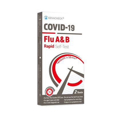 GenaCheck COVID-19/Flu A & B Rapid Self-Test, 2 Tests