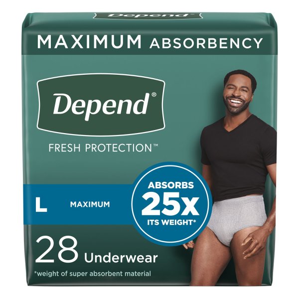 Depend Fresh Protection Maximum Absorbency Disposable Underwear for Men, Pull-On