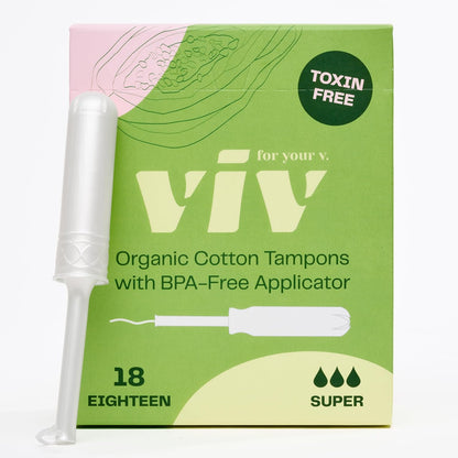 Viv Organic Cotton Tampons, Super, 18 ct.
