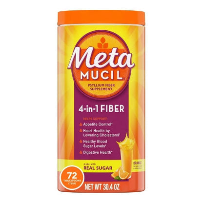 Metamucil 4-in-1 Fiber Supplement Powder, Orange, 72 Doses