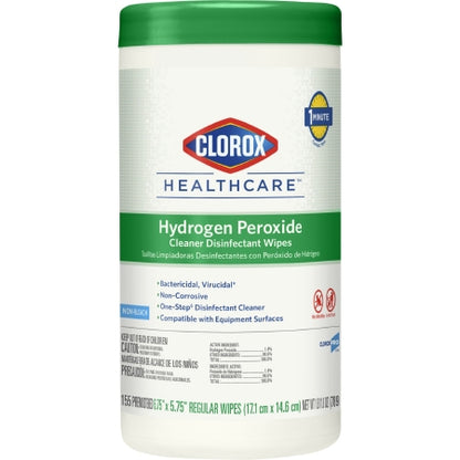 Clorox Healthcare? Surface Disinfectant Cleaner Premoistened Peroxide Based Manual Pull Wipe 155 Count Canister Unscented NonSterile (CT)