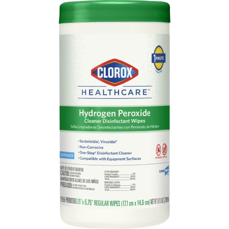Clorox Healthcare? Surface Disinfectant Cleaner Premoistened Peroxide Based Manual Pull Wipe 155 Count Canister Unscented NonSterile (CT)