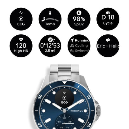 Withings Scanwatch NOVA Hybrid Diving Smartwatch, 42mm, Blue