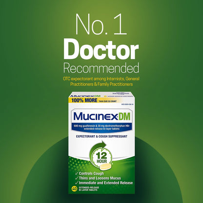 Mucinex® DM 12 HR Expectorant & Cough Suppressant XR Tablets, 40 ct