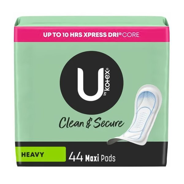 Kotex Clean & Secure Maxi Pads, Heavy, 44 ct.