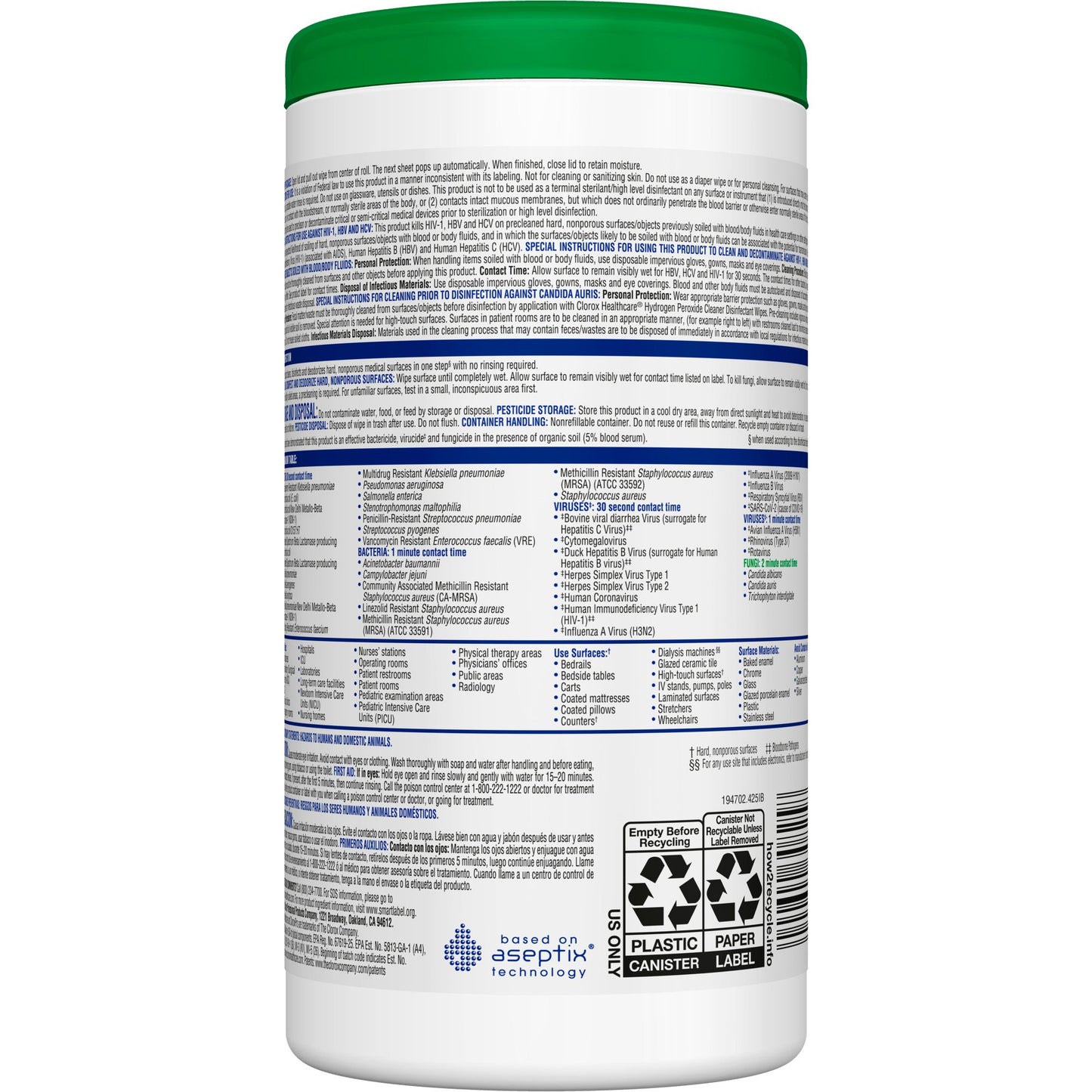 Clorox Healthcare Hydrogen Peroxide Cleaner Disinfectant Wipes