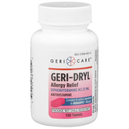 Geri-Dryl Diphenhydramine Allergy Relief Tablets, 100 ct.