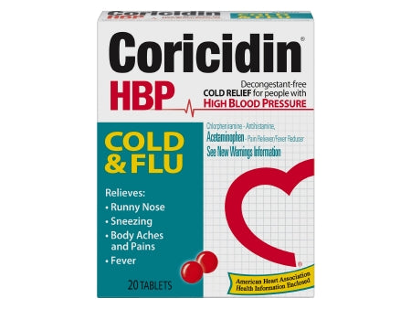 Coricidin HBP Cold & Flu Relief Tablets, 20 ct.