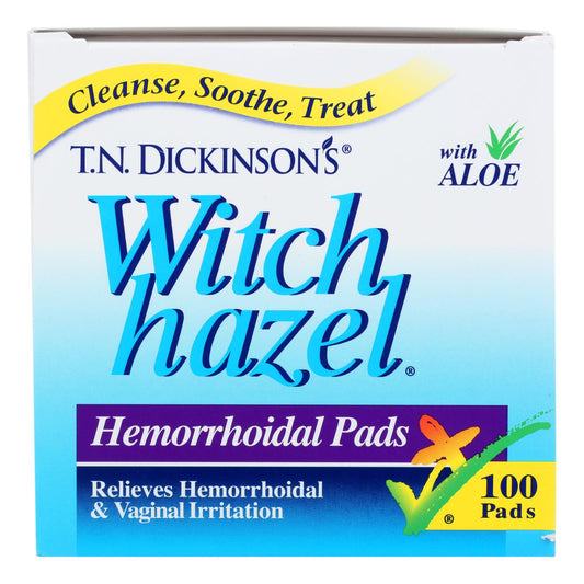 T.N. Dickinson Witch Hazel Hemorrhoidal Pads w/ Aloe, 100 ct.