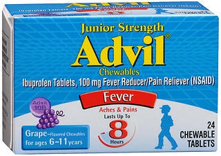 Advil Junior Strength Ibuprofen Chewable Tablets, Grape, 24 ct