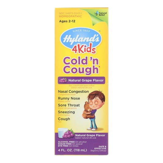 Hylands Homeopathic 4 Kids Cold N Cough Syrup, Grape, 4 oz.