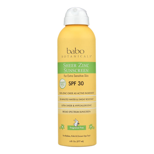 Babo Botanicals Sheer Zinc Sunscreen Spray SPF 30, 6 oz.