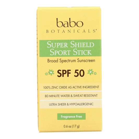 Babo Botanicals Sunscreen Stick SPF 50 Fragrance Free, 0.6 oz.