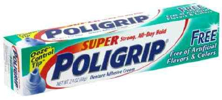 Poligrip Zinc-Free Denture Adhesive Cream, 2.4 oz.