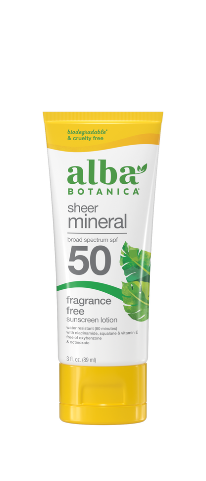 Alba Botanica Sheer Mineral Face Sunscreen Lotion SPF 50, 2 Oz
