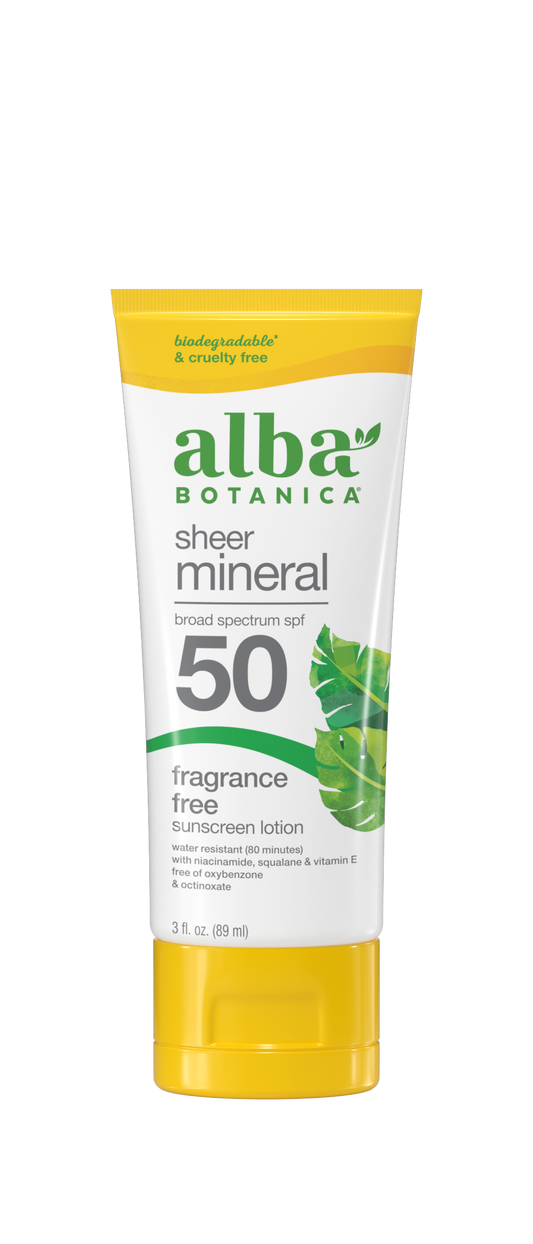 Alba Botanica Sheer Mineral Face Sunscreen Lotion SPF 50, 2 Oz