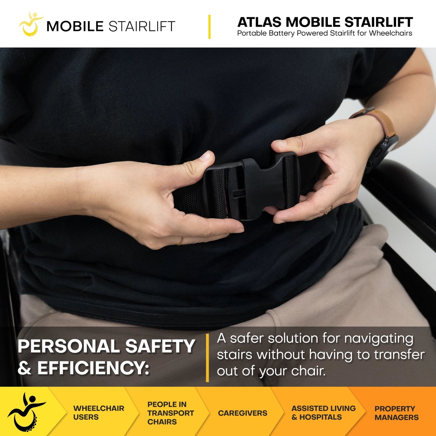 Atlas Portable Wheelchair Stairlift – Battery Powered Stairlift for Standard & Reclining Wheelchairs