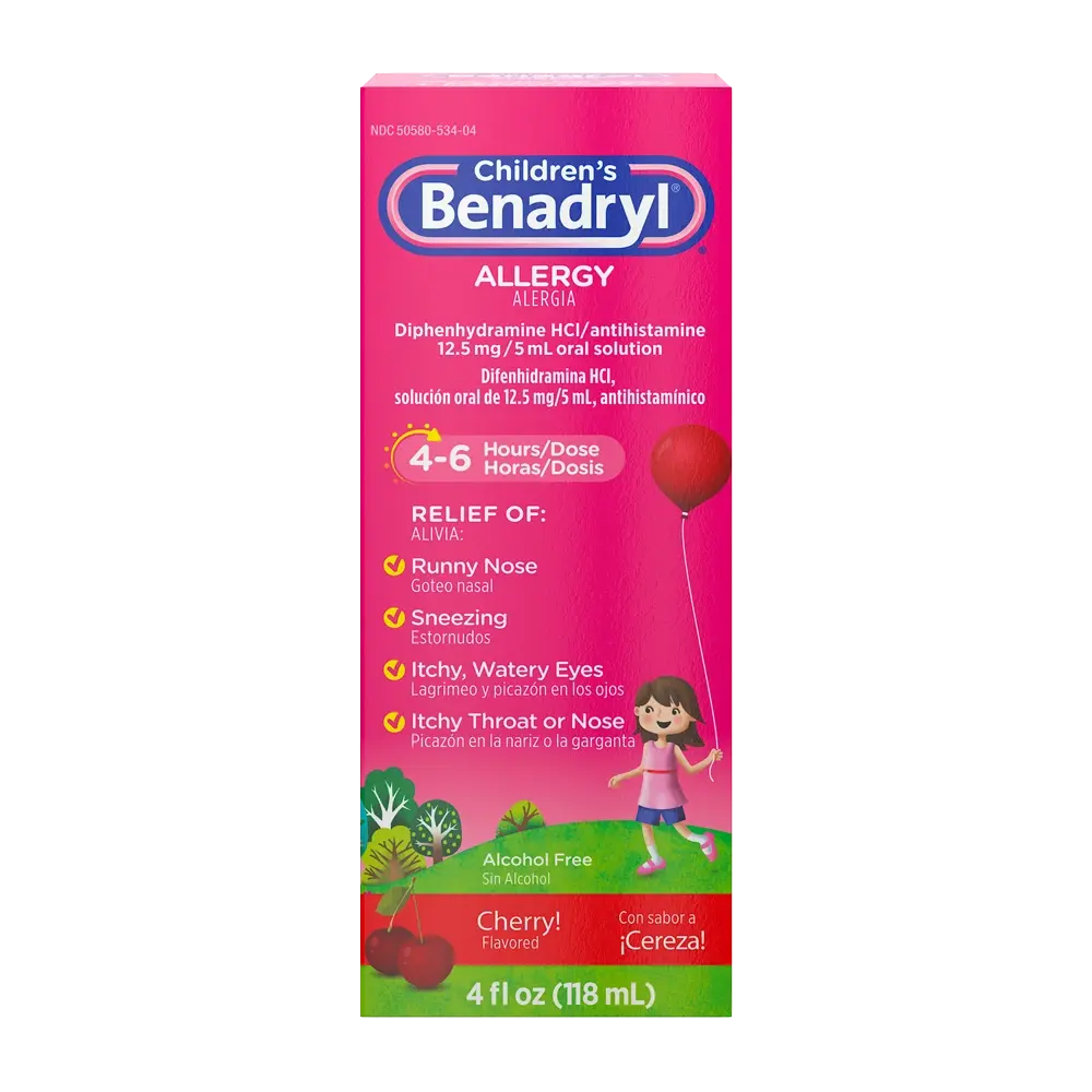 Children's Benadryl Allergy Relief Liquid Medicine, Multiple Flavors
