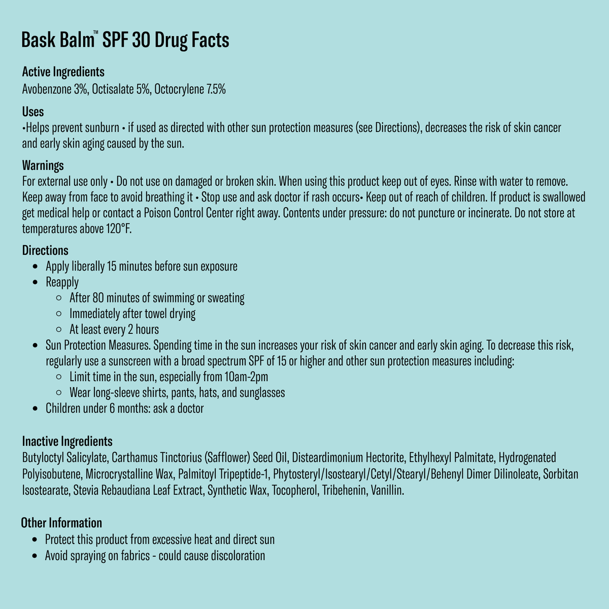 Bask Balm SPF 30 Vanilla Lip Balm, 2 Pack