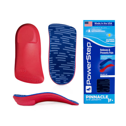 PowerStep Pinnacle Junior 3/4 Insoles, Children's Pain Relief Shoe Insert