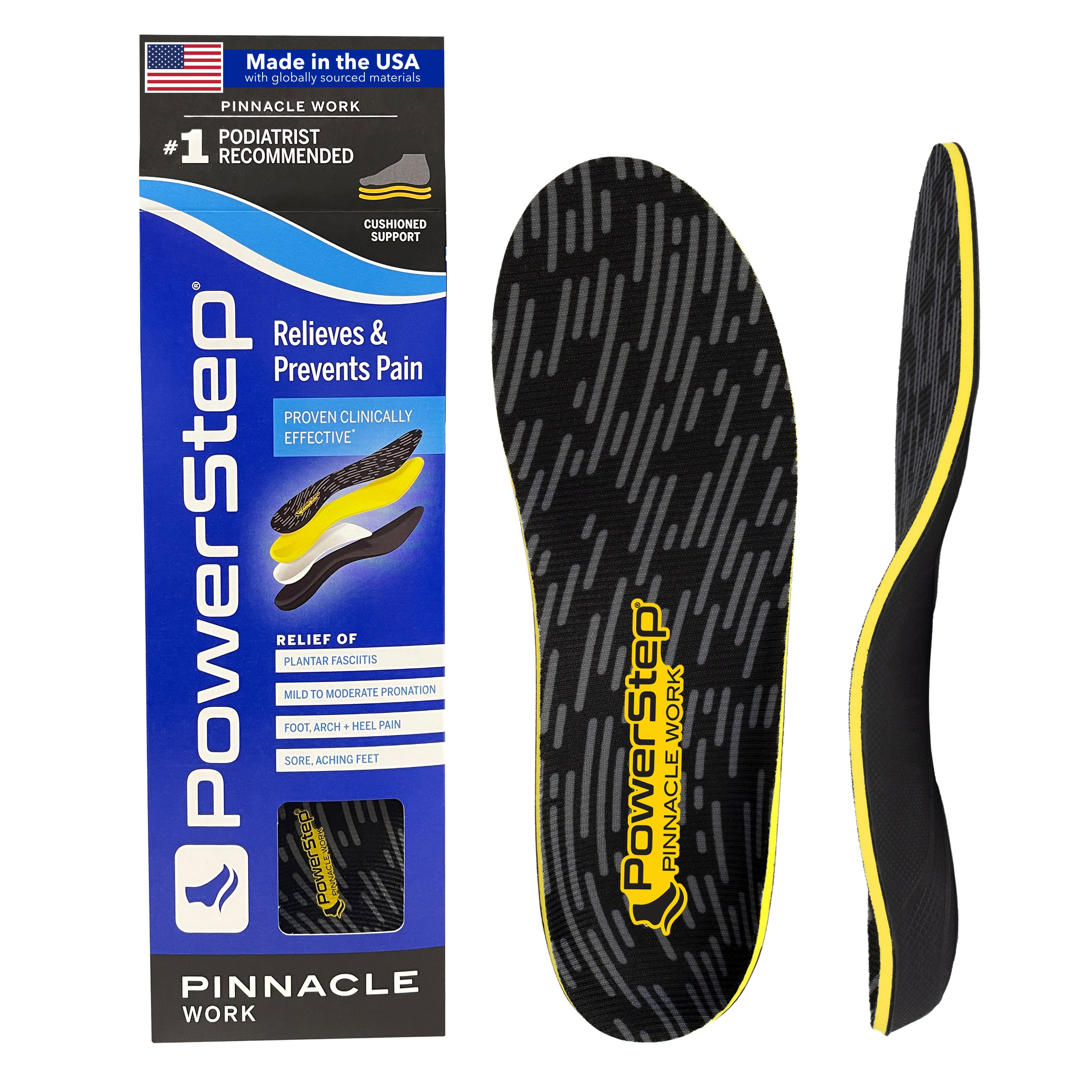 PowerStep Work Insoles, Work Boot Arch Support Orthotic for Standing A ...