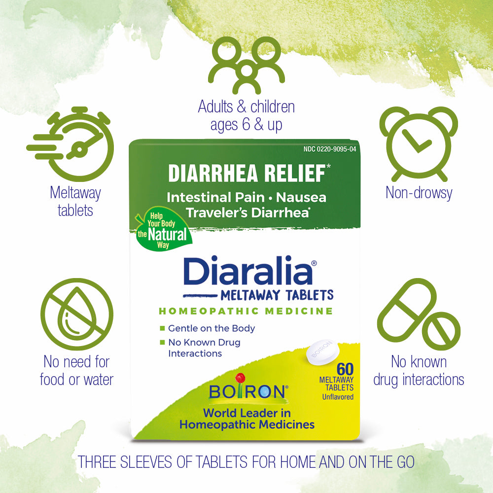 Boiron Diaralia Diarrhea Relief, 60 Meltaway Tablets