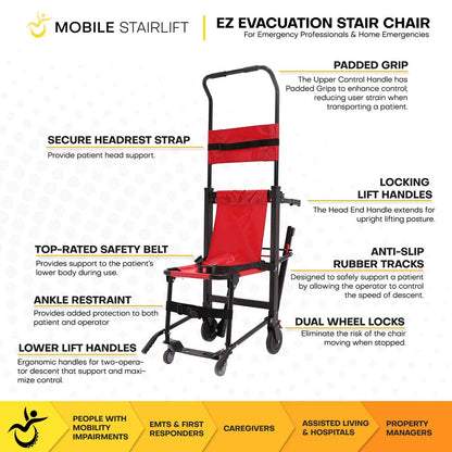 EZ EVAC Heavy-Duty Tracked Evacuation Chair – High-Capacity Stair Chair for Hospitals High-Rise & Emergency Response