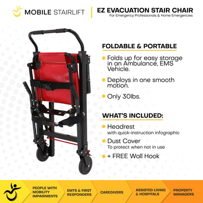 EZ EVAC Heavy-Duty Tracked Evacuation Chair – High-Capacity Stair Chair for Hospitals High-Rise & Emergency Response