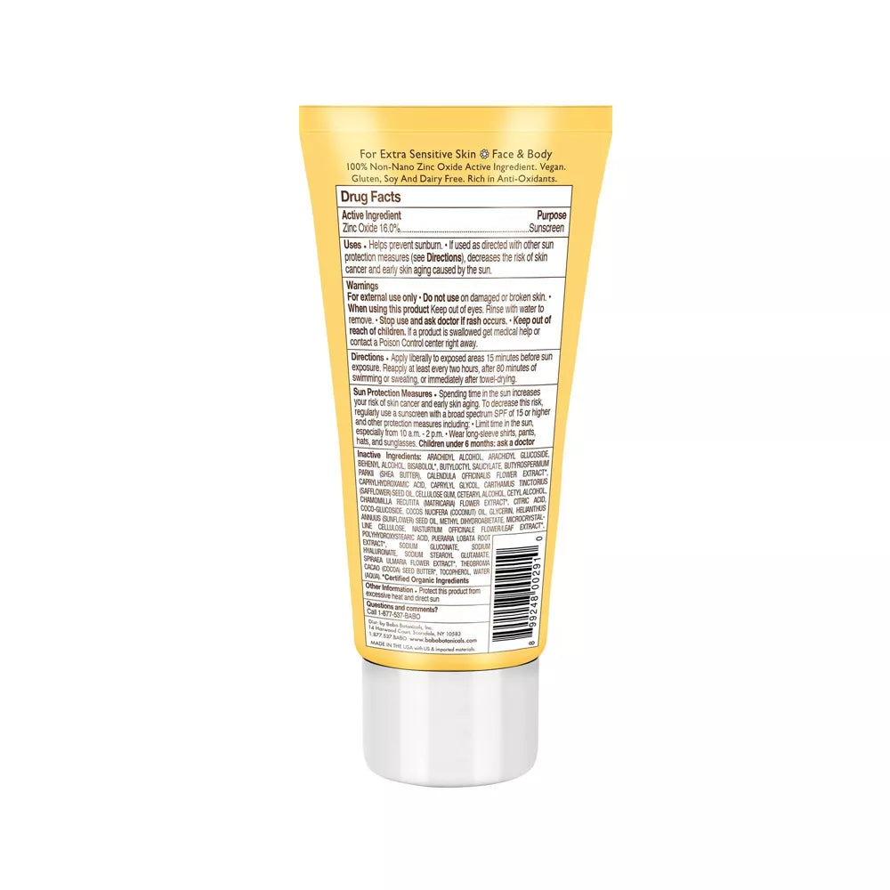 Babo Botanicals Clear Zinc Fragrance Free Sunscreen Lotion, SPF 30, 3 fl oz