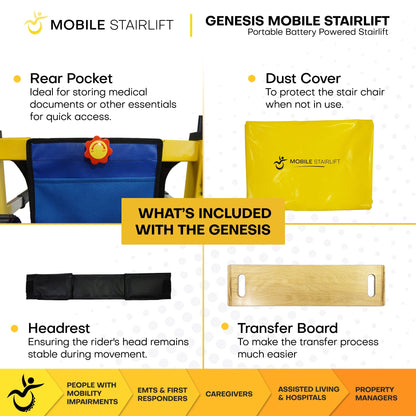 Genesis Battery Powered Mobile Stairlift – Portable Stairlift Alternative with 400 lb Capacity
