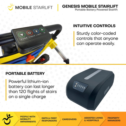 Genesis Battery Powered Mobile Stairlift – Portable Stairlift Alternative with 400 lb Capacity