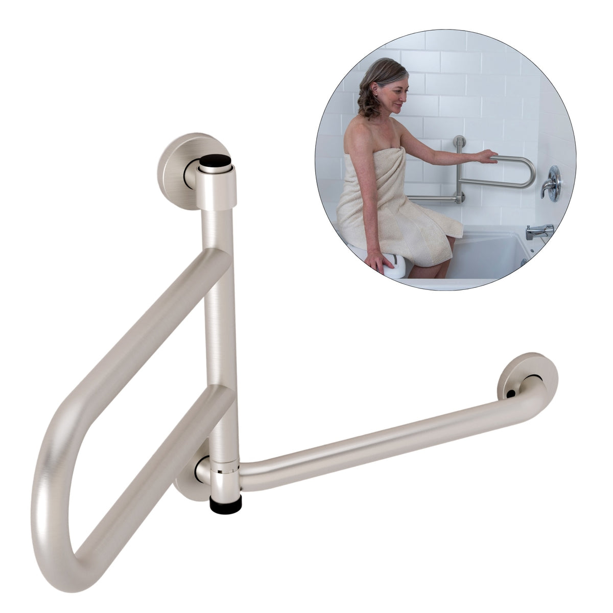 DependaBar Pivoting Grab Bar (16"), Brushed
