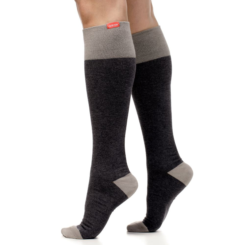 VIM & VIGR Heathered Collection Dark & Light Grey Cotton Compression Socks, 30-40 mmHg