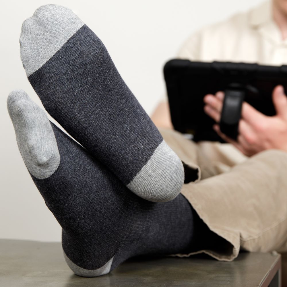 VIM & VIGR Heathered Collection Dark & Light Grey Cotton Compression Socks, 30-40 mmHg