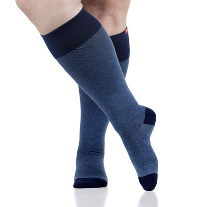 VIM & VIGR Heathered Collection Navy Cotton Compression Socks, 30-40 mmHg