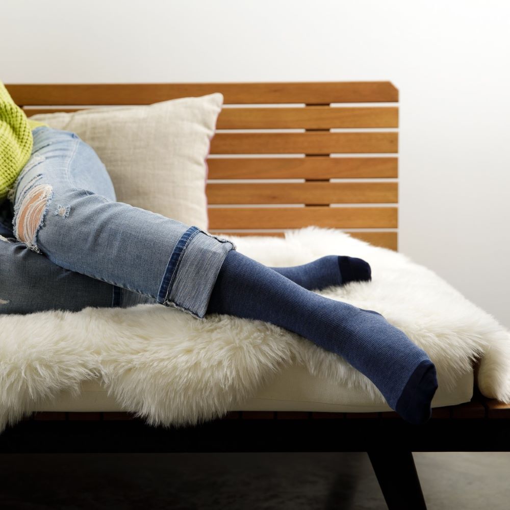 VIM & VIGR Heathered Collection Navy Cotton Compression Socks, 30-40 mmHg