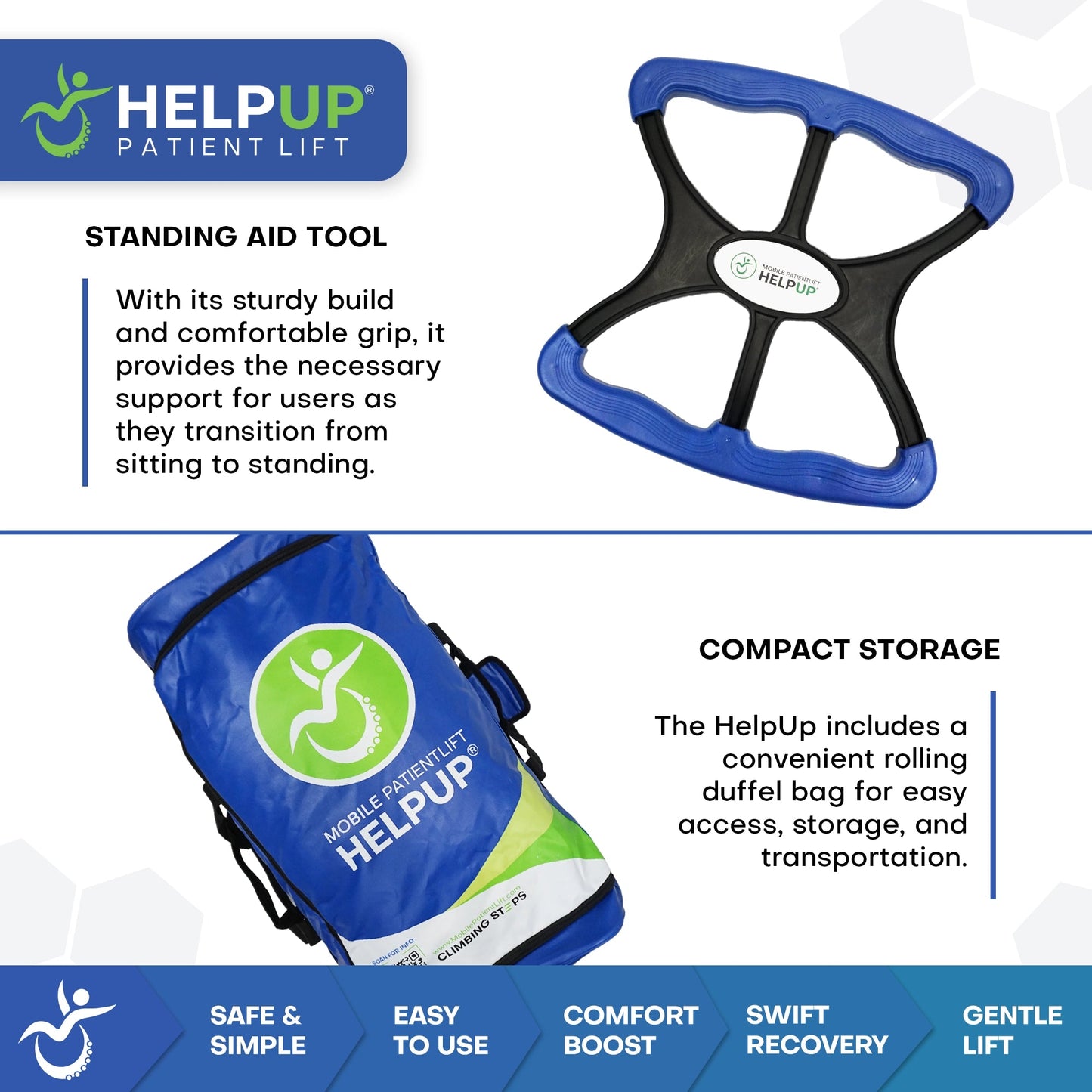 HelpUp Fall Recovery Patient Lift - Safe Portable Floor Lift Assist Device