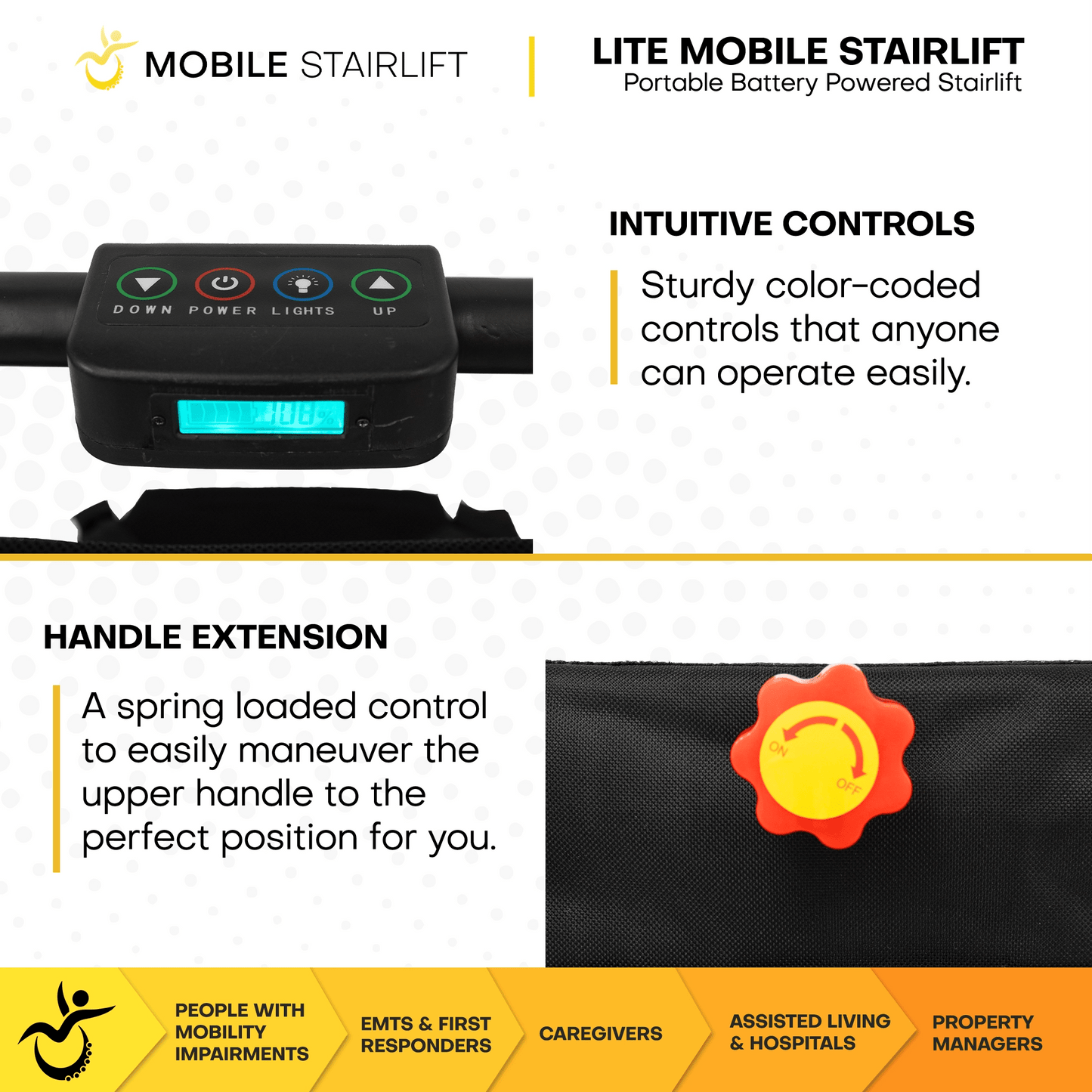 LITE Battery Powered Mobile Stairlift – Ultra Lightweight Portable Stairlift for Home Travel & Daily Transfers