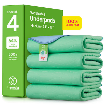 Improvia Washable Underpads, Heavy Absorbency, Multiple Sizes